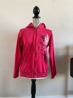 Vintage kids Nike Magenta Zip-Up Hoodie with Floral graphic